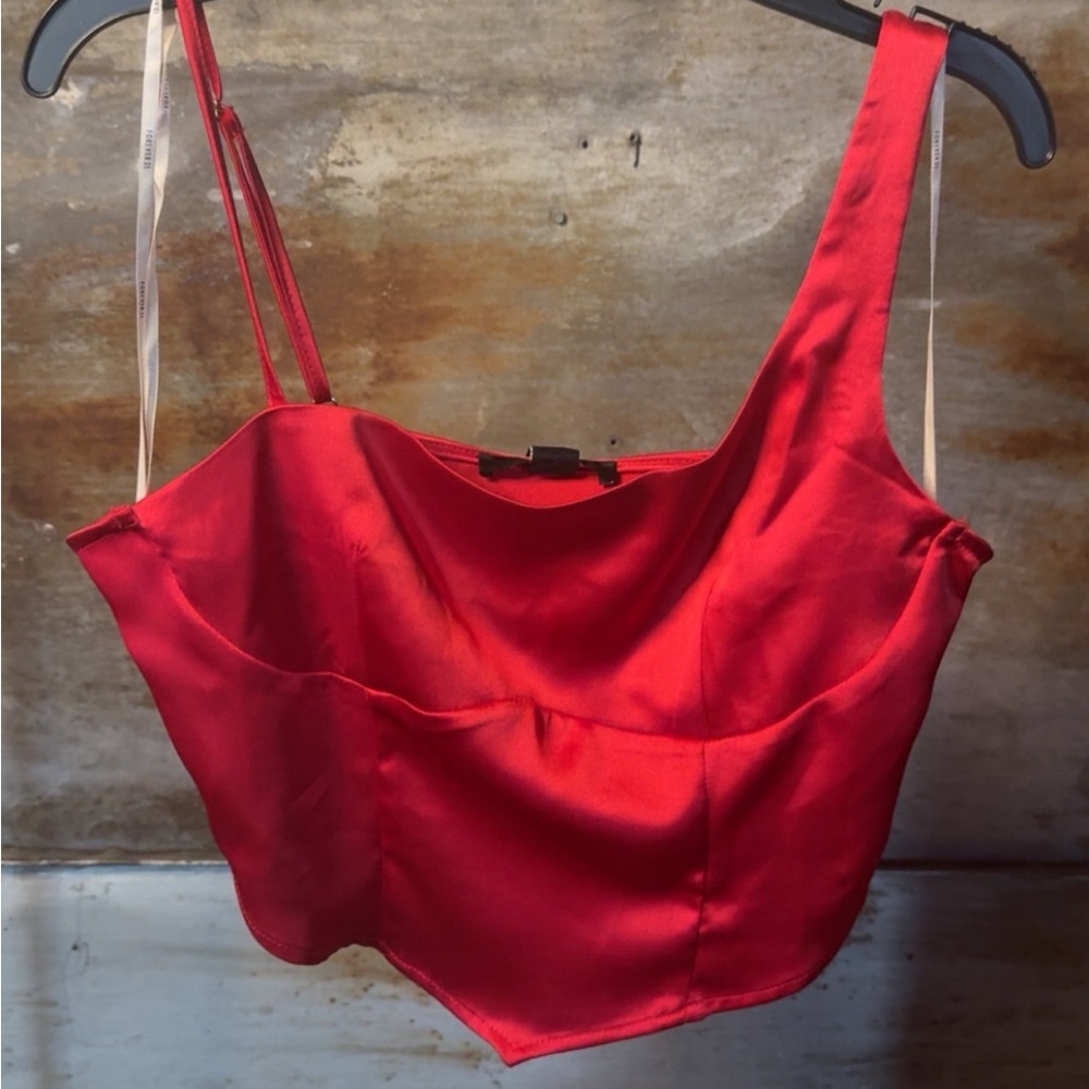 Forever 21 Fiery Red Satin Top